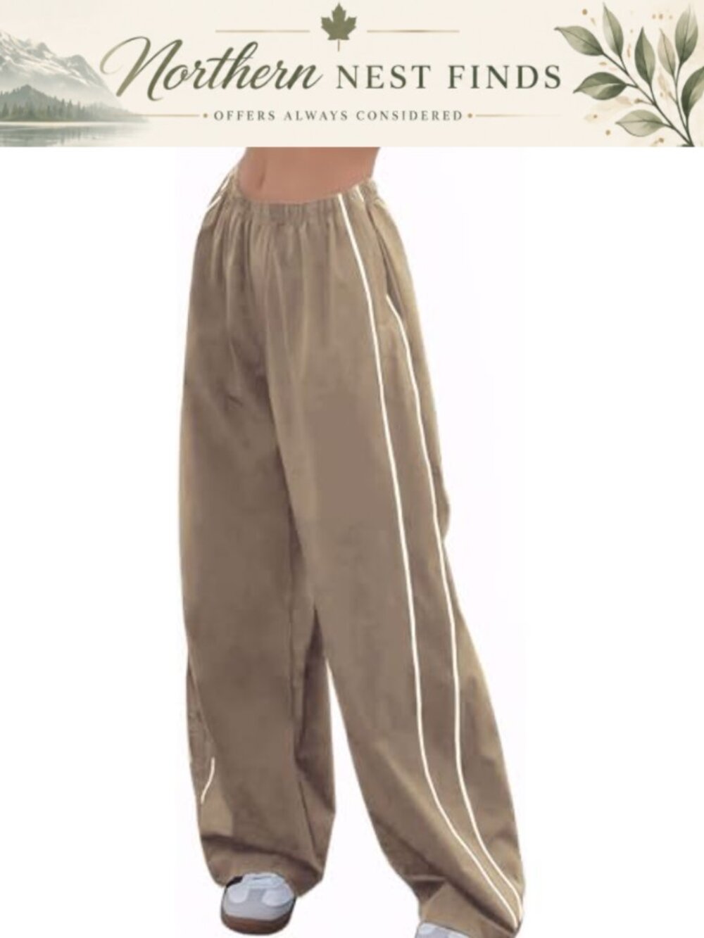Women Wide Leg Parachute Sweatpants Y2K Track Pants Cotton Blend